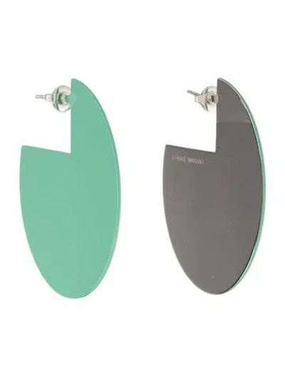 Pre-owned Isabel Marant Enamel 90° Hoop Drop Earrings In Green