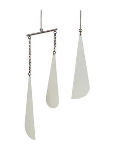 Pre-owned Isabel Marant Enamel Asymmetric Drop Earrings In White