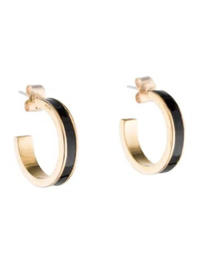 Pre-owned Isabel Marant Enamel Casablanca Small Hoop Earrings In Black