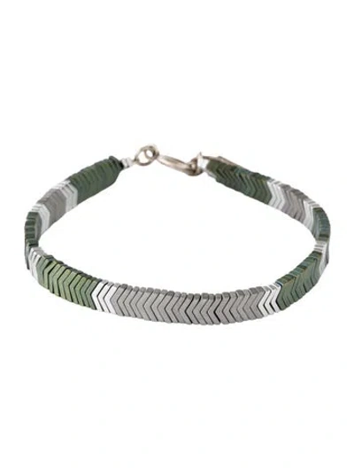 Pre-owned Isabel Marant Enamel Link Bracelet, 7.75" In Green/grey