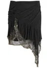 Isabel Marant Enaya Asymmetric Bead-embellished Silk-georgette Mini Skirt In Black