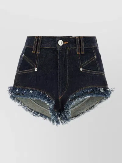 Isabel Marant Eneidala Denim Shorts Frayed Hem In Blue