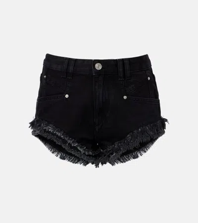 Isabel Marant Eneidala Faded Denim Shorts In Black
