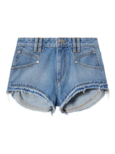 Isabel Marant Eneidala Frayed Shorts In Blue