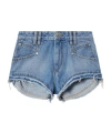 Isabel Marant Eneidala Denim Shorts Silk Nylon Blend In Blue