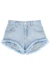 Isabel Marant Eneidao Fringed Cotton Denim Shorts In Blue
