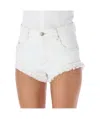 Isabel Marant Eneidao Fringed Cotton Denim Shorts In White