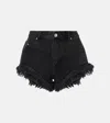 Isabel Marant Eneidao Fringed Denim Shorts In Black