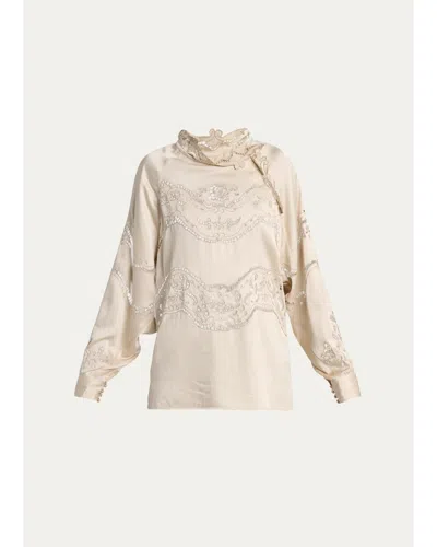 Isabel Marant Enelia Silk-blend Blouse In Neutral