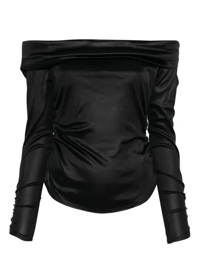 Isabel Marant Enesa Off-shoulder Ruched Top In Black