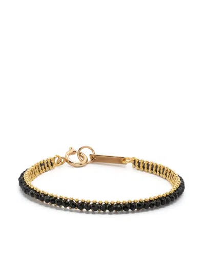 Isabel Marant Engraved-logo Beaded Bracelet In 金色