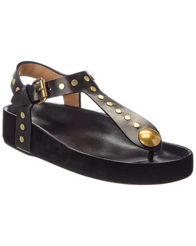 Isabel Marant Enoire Leather Sandal In Black