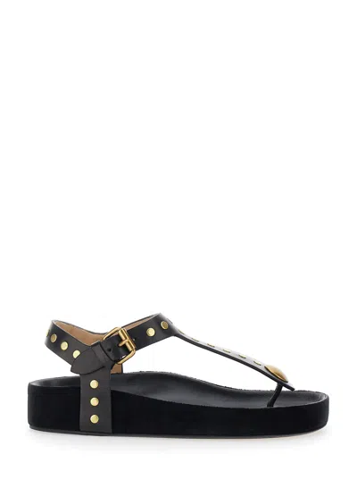 Isabel Marant Enore Black Sandals With Stud Details In Leather Woman