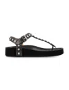 Isabel Marant Women's Enore Thong Sandal In Black Silver