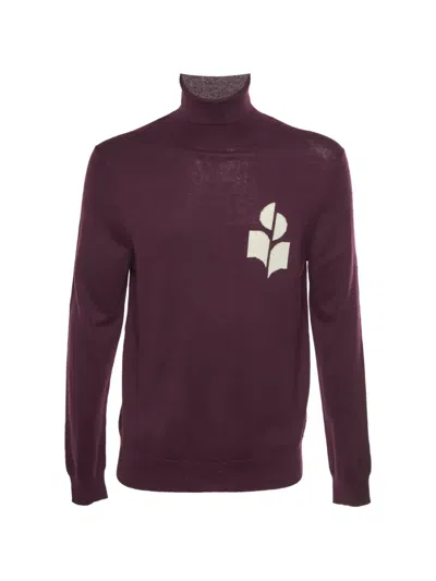 Pre-owned Isabel Marant Enzo Logo-intarsia Fine-knit Long-sleeved T-shirt In Purple