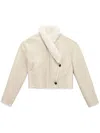 Isabel Marant Eriana Shearling-trimmed Leather Jacket In Beige