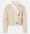 Isabel Marant Eriana Shearling-trimmed Leather Jacket In Beige