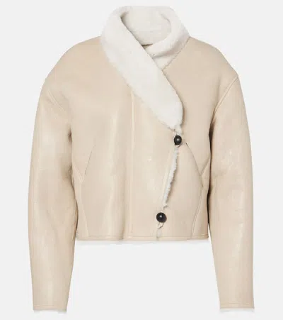 ISABEL MARANT ERIANA SHEARLING-TRIMMED LEATHER JACKET