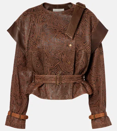 Isabel Marant Erine Belted Leather Jacket In Brown