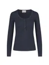 Isabel Marant Estine Neckline Sweater In Grey Stretch Merino In Blue