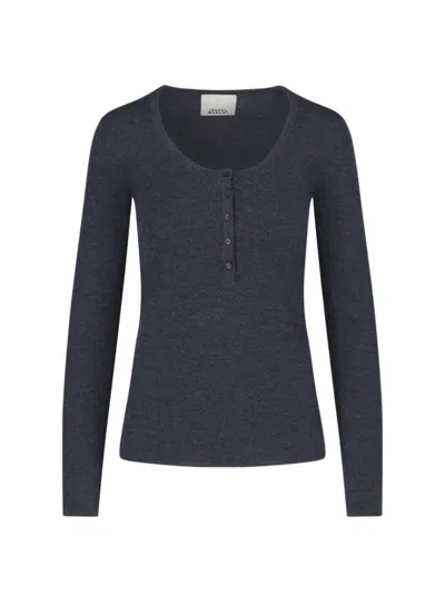 Isabel Marant Estine Neckline Sweater In Grey Stretch Merino