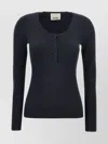 Isabel Marant Estine Neckline Sweater In Grey Stretch Merino In Blue