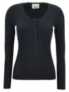 Isabel Marant Estine Neckline Sweater In Grey Stretch Merino In Blue
