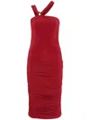Isabel Marant Ethel One-shoulder Midi Dress With Knot Detailing In Dark Rust