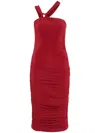 Isabel Marant Ethel One-shoulder Midi Dress With Knot Detailing In Red