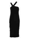 Isabel Marant Knee Length Dress With Asymmetric Halter Neckline In Black