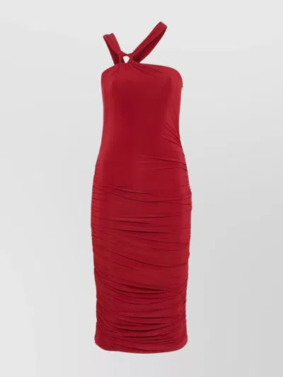 Isabel Marant Ethel One-shoulder Midi Dress With Knot Detailing In Dark Rust