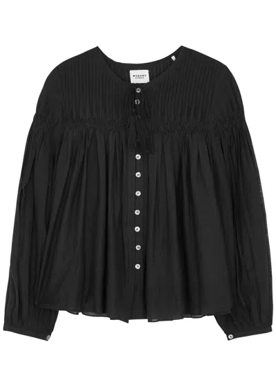 Isabel Marant Étoile Abadi Cotton-blend Voile Blouse In Black