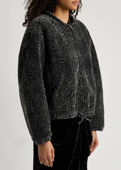 Isabel Marant Étoile Abelina Velvet Devoré Bomber Jacket In Grey