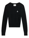Isabel Marant Étoile Abelle Gathered-sleeves Embroidered-logo Sweater In Black