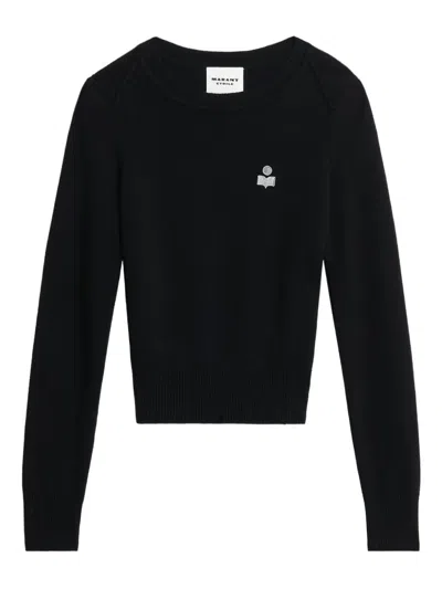 Isabel Marant Étoile Abelle Gathered-sleeves Embroidered-logo Sweater In Black