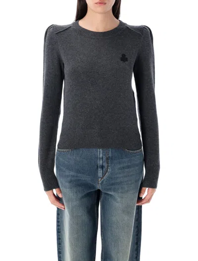 Isabel Marant Étoile Abelle Fitted Puffed Shoulder Knit Sweater In Gray