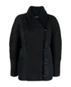 Isabel Marant Étoile Blue Suede Shearling Lined Short Jacket In Black