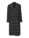 Isabel Marant Étoile Double-breasted Grey Plaid Coat With Structured Silhouette In Black
