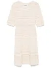 Isabel Marant Étoile Abril Short Openwork Knitted Dress In Beige