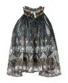 Isabel Marant Étoile Flared Geometric-print Halterneck Top In Black