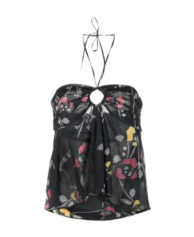 Isabel Marant Étoile Abstract-print Organic-cotton Top In Black