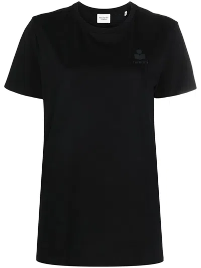 Isabel Marant Étoile Isabel Marant Etoile Aby Cotton T-shirt With Embroidered Logo In Black