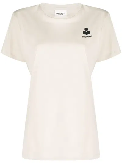 Isabel Marant Étoile Logo-embroidered Organic Cotton T-shirt In Neutrals