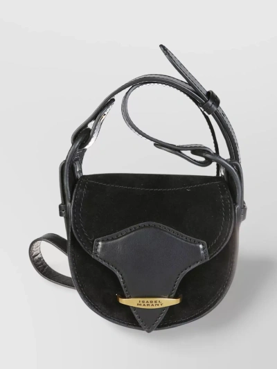 Isabel Marant Étoile Adjustable Strap Suede Cross-body Bag In Black