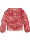 Isabel Marant Étoile Advika Red Semi-transparent Blouse With Patterns In Red