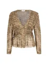 Isabel Marant Étoile Sheer V-neck Ruched Long Sleeve Top