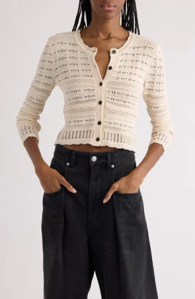 Isabel Marant Étoile Ajaline Mixed Pointelle Cotton Cardigan In Neutral