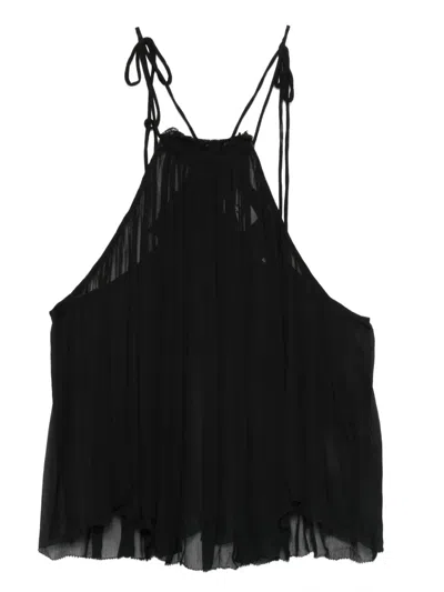 Isabel Marant Étoile Akila Pleated Halterneck Top In Black