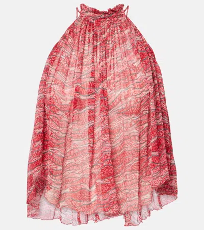 Isabel Marant Étoile Akila Printed Top In Red