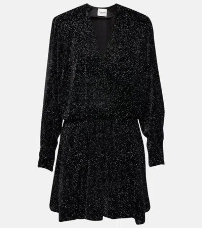 Isabel Marant Étoile Alexane Crystal-embellished Velvet Mini Dress In Black